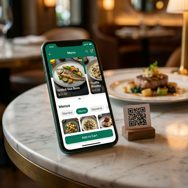 Menú digital de un restaurante abierto en un celular